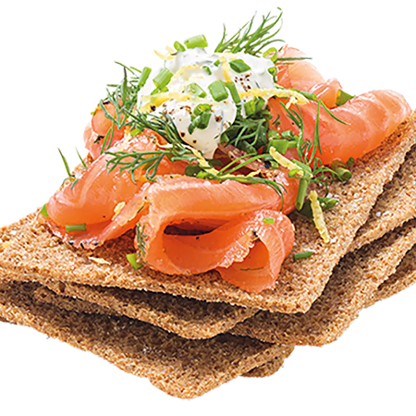 Crisp Rye with cured salmon, herbs and lemon sauce - Fazer.com