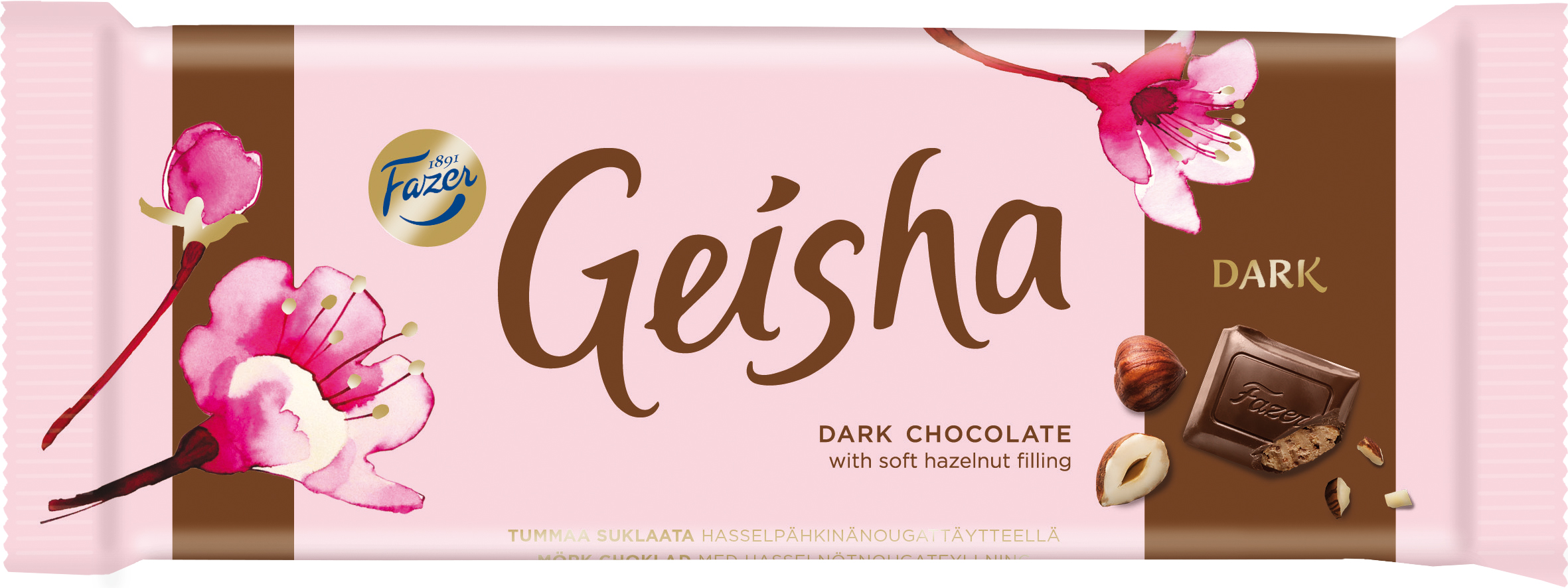 Geisha Dark chocolate with soft hazelnut filling 100 g - Fazer.com